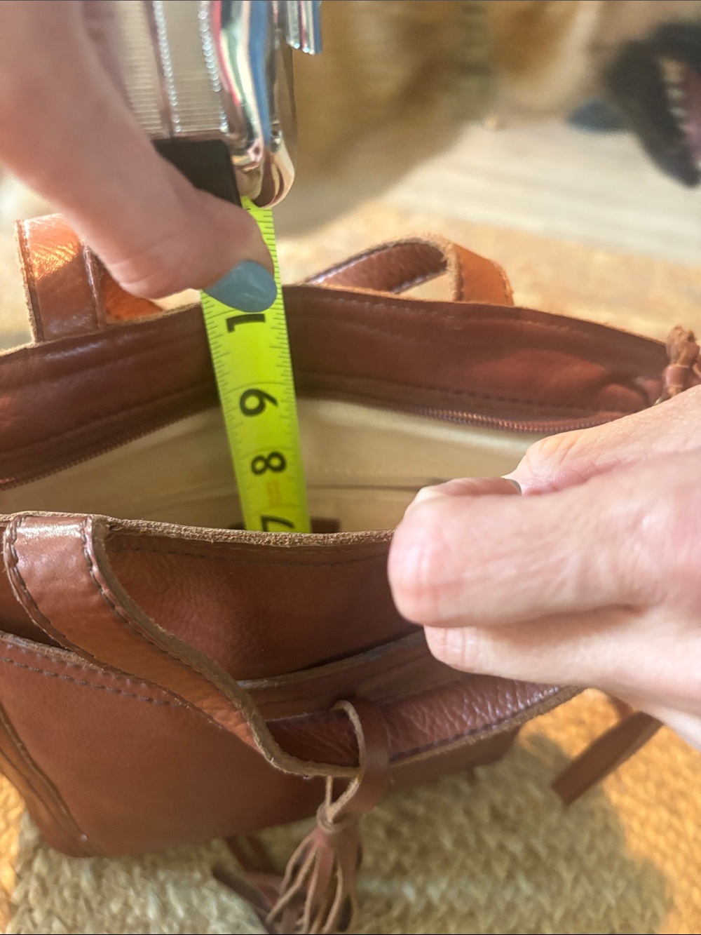 Chic Brown Leather Crossbody Bag with Tassel - Picture 7 of 7